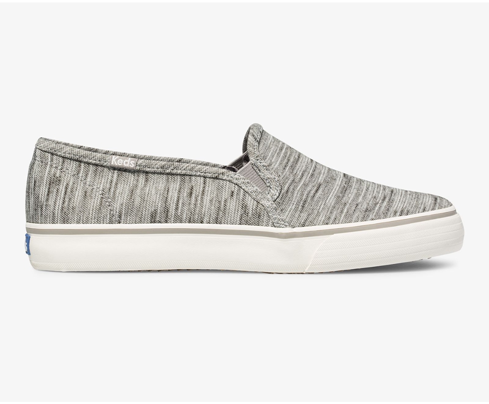 Slip Ons Keds Mujer Gris - Double Decker Heathered Stripe Knit - 748-KFTLSR